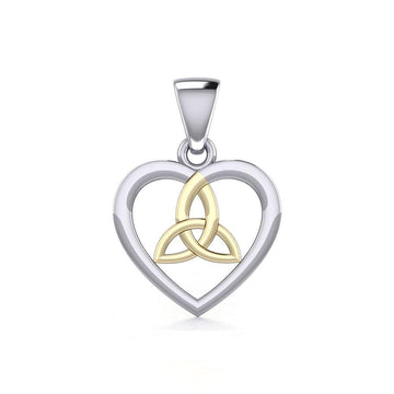 Celtic Trinity Heart Sterling Silver and 14K Gold Accent Pendant MPD3562